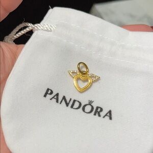 Pandora Gold Heart with Angel Wings Charm